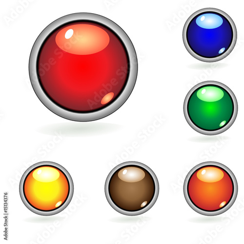 Six shining glossy web round buttons