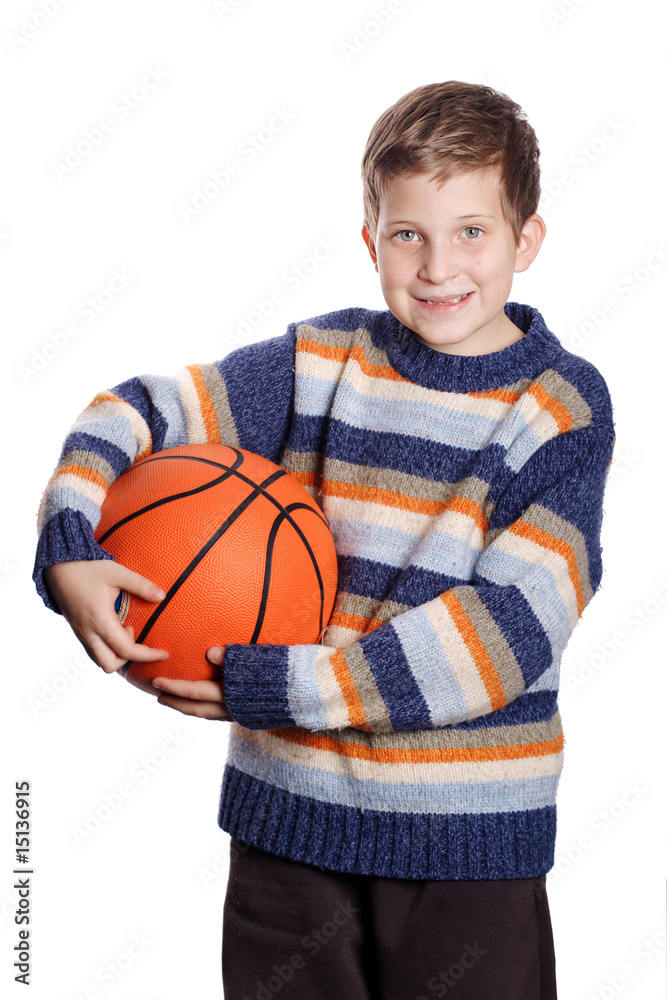 Child with basketball a over white background Child with basketball a over white background