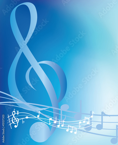 illustrated blue musical notes abstract background
