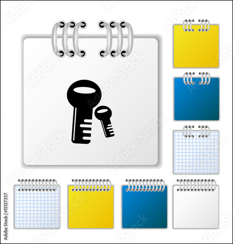 Notebook page with icon. Vector illustration.
