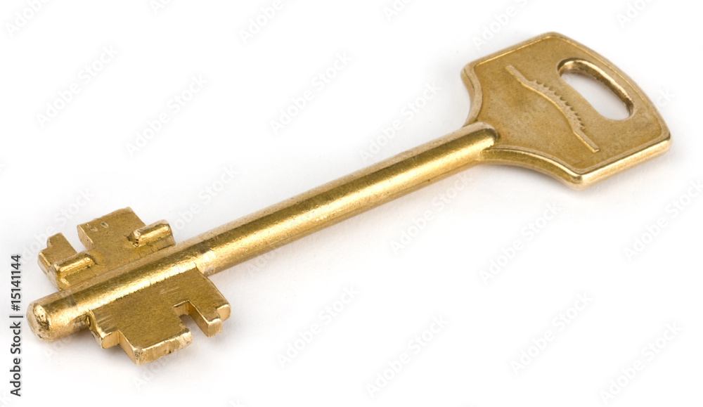 gold key isolated on white background gold key isolated on white background