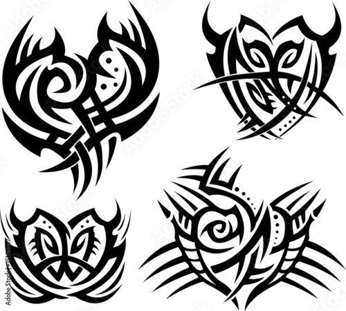 Tribal hearts and shields