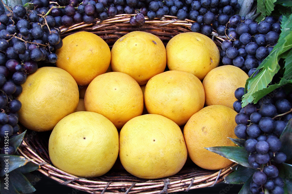 Fruit arrangement with grapefruits