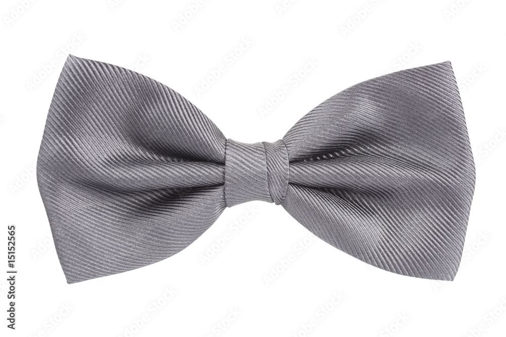 Silver bow tie isolated over white Silver bow tie isolated over white