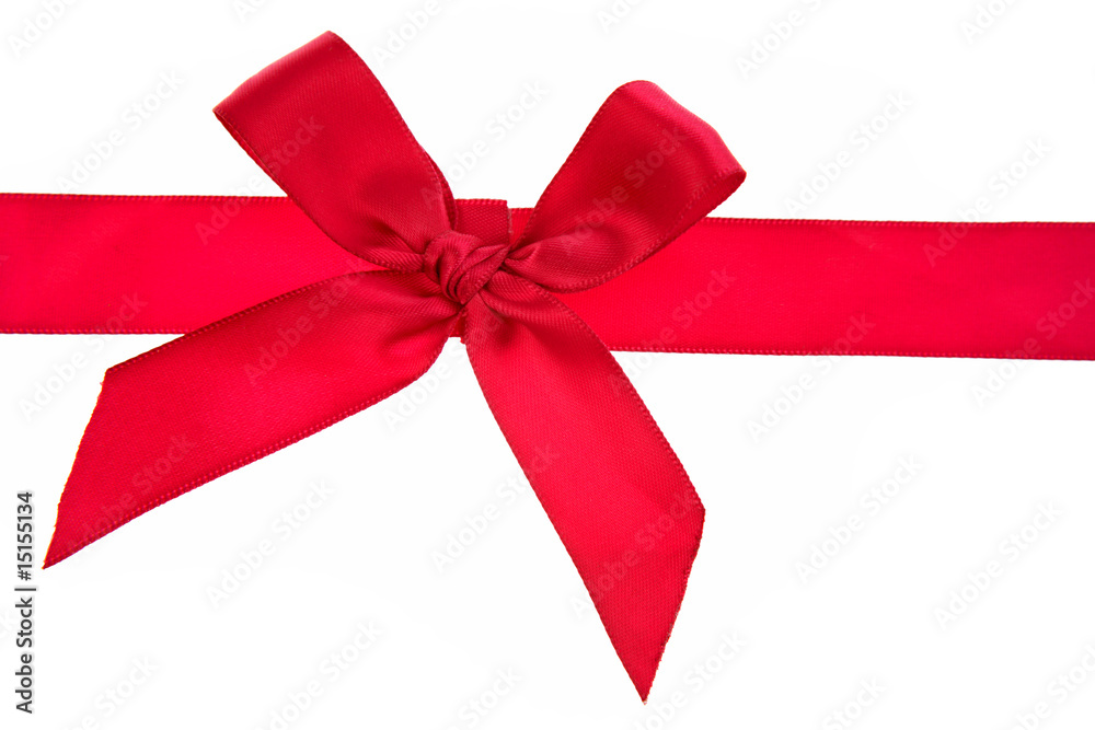 Red bow and ribbon over white Red bow and ribbon over white