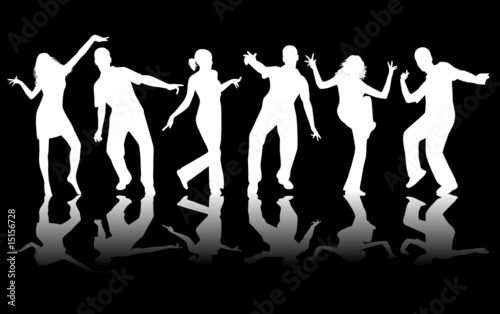 Dancing people silhouettes 1