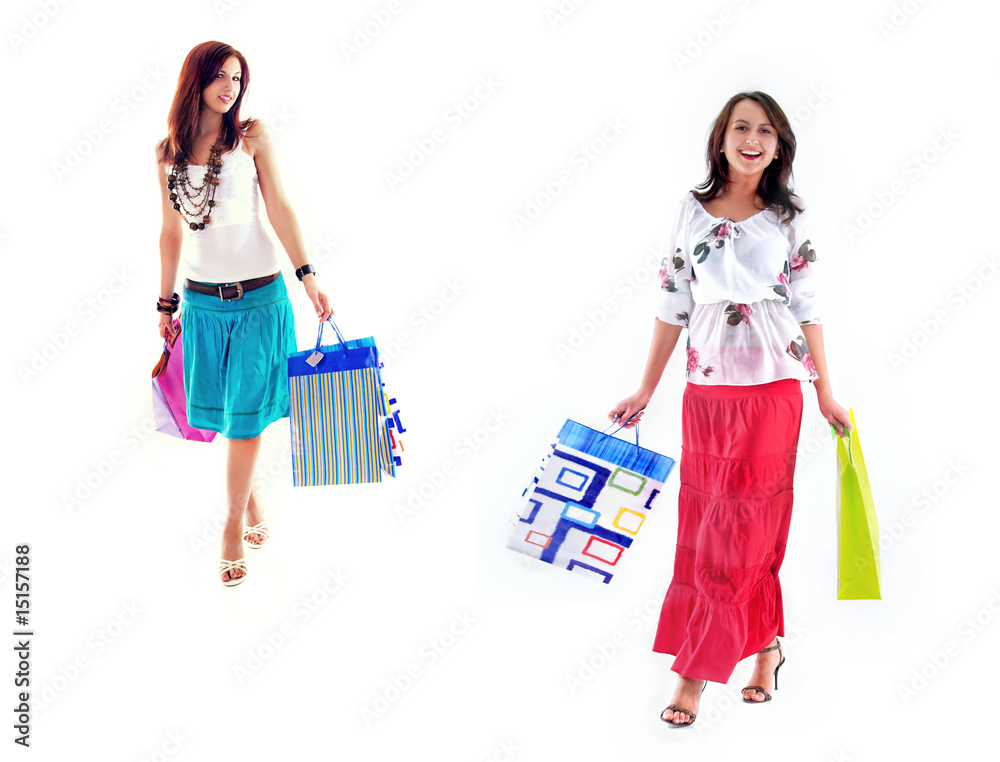 Happy shopping girls