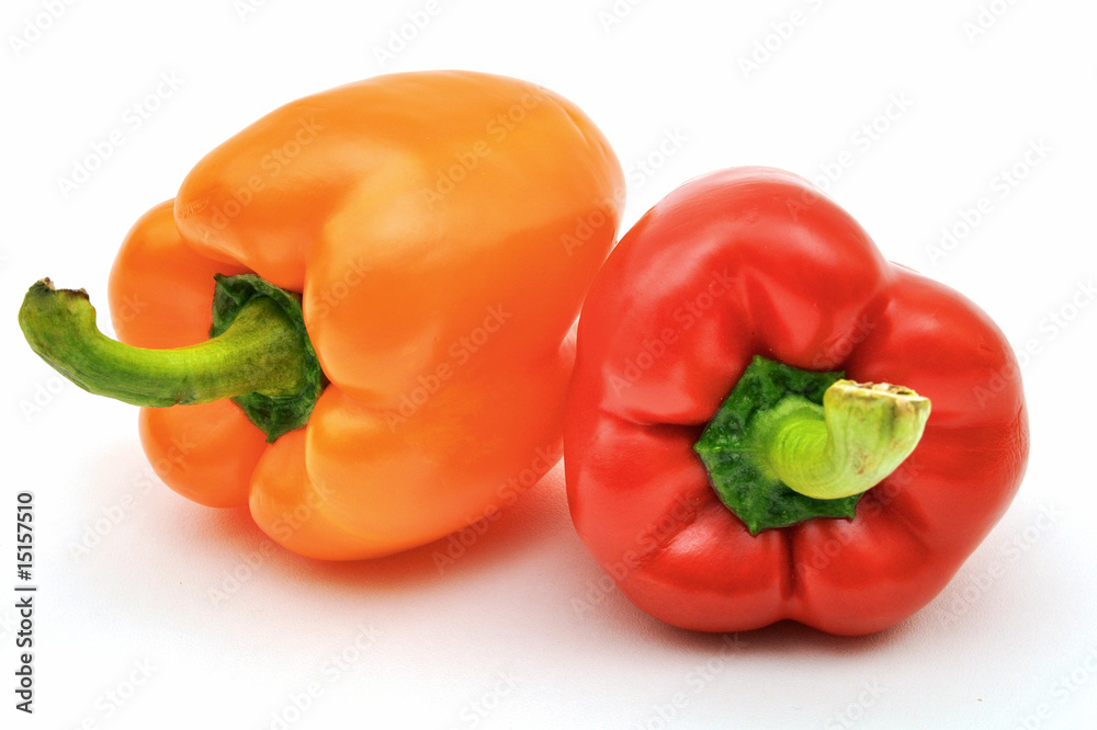 Red and orange capsicum — side tail Red and orange capsicum — side tail