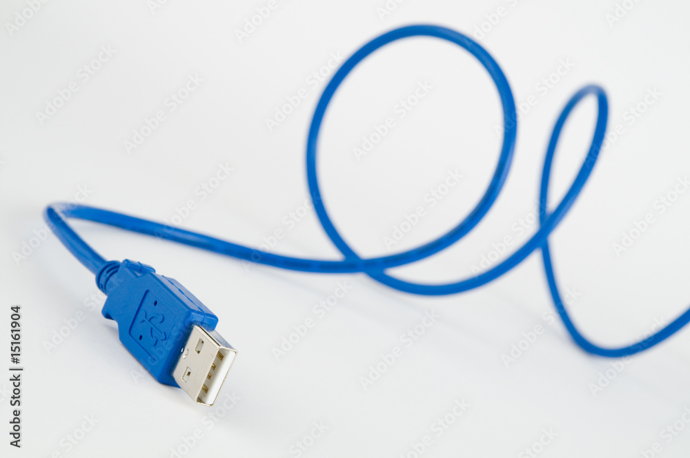 Blaues USB-Kabel - obrazy, fototapety, plakaty 