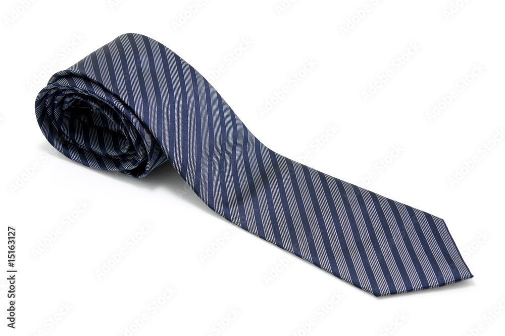 Blue striped necktie on white background Blue striped necktie on white background