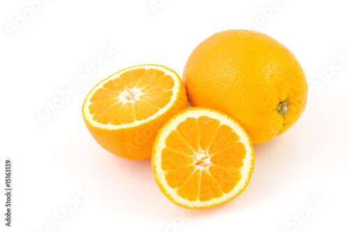 fresh oranges on white background