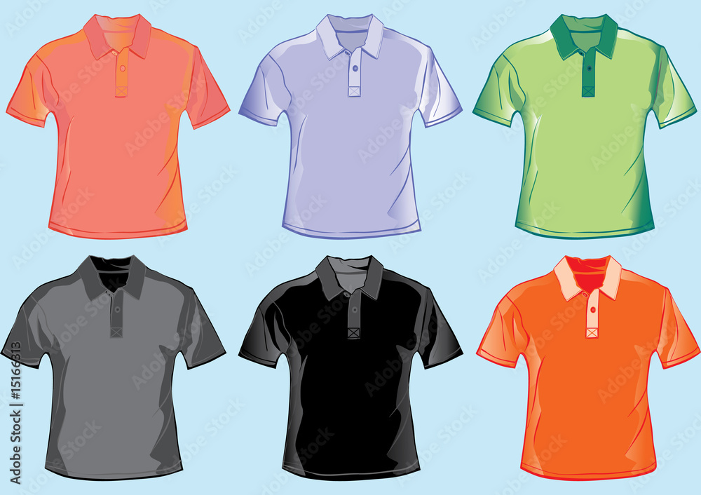 Set of shirt templates with in separate easily editable layers Set of shirt templates with in separate easily editable layers