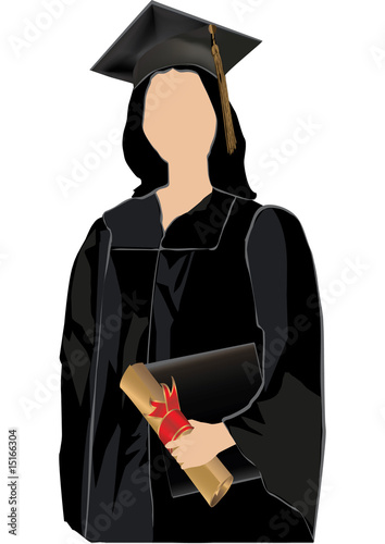 Girl Graduate receiving Diploma