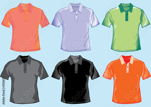 Set of shirt templates with in separate easily editable layers