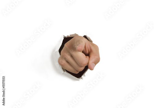 Pointing Hand Breaking Through Wall