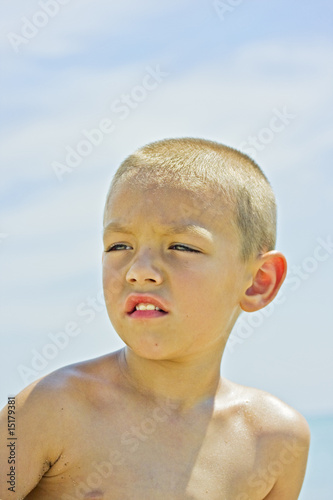 portrait of a boy enjoying his summer vacation