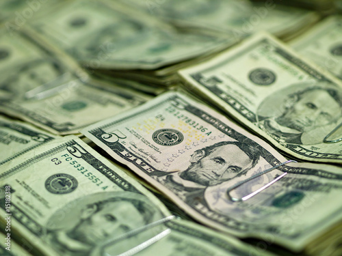 Bundles of U.S. Five Dollar Bills