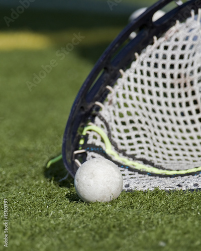 Lacrosse goalie stick scooping up ball