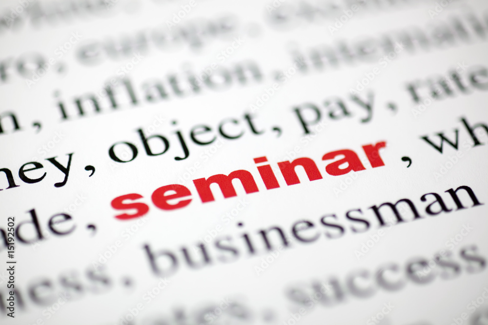 mot seminar seminaire texte flou lettre rouge mot seminar seminaire texte flou lettre rouge