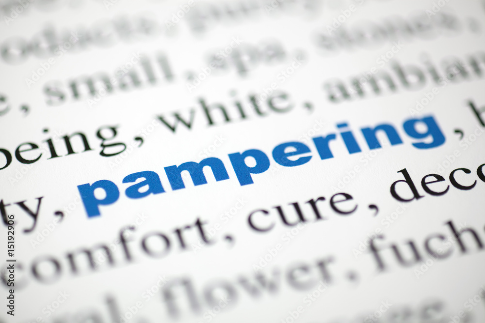 mot pampering Gâterie lettres bleu texte flou mot pampering Gâterie lettres bleu texte flou