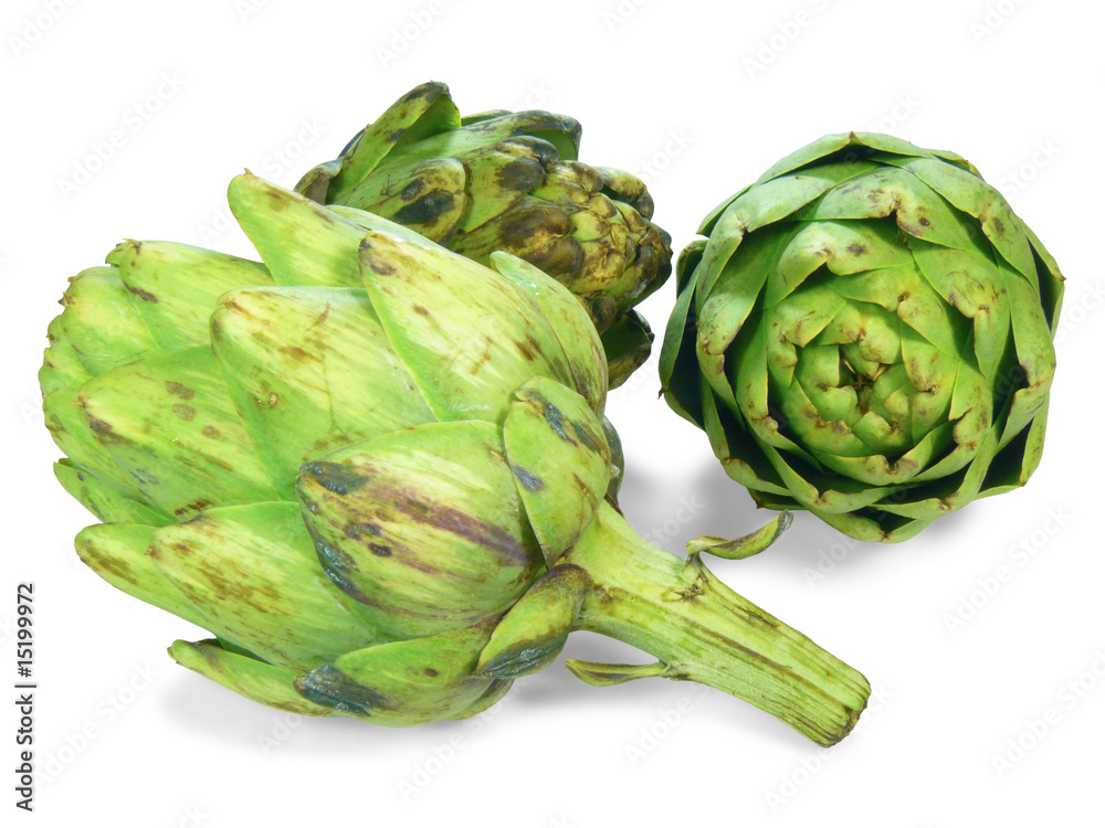 Obraz premium 3 Artichokes on White Background