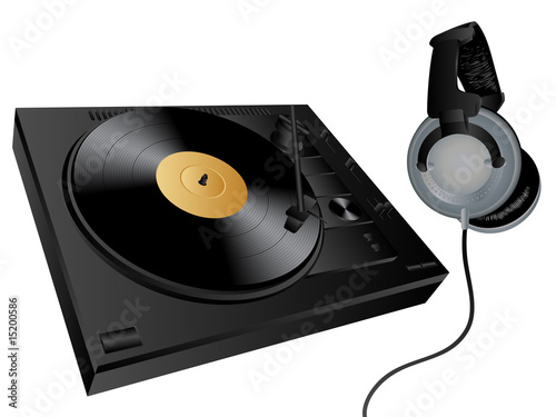 Vector turntable and headphones