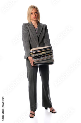 Businesswoman Holding Stack of Paperwork