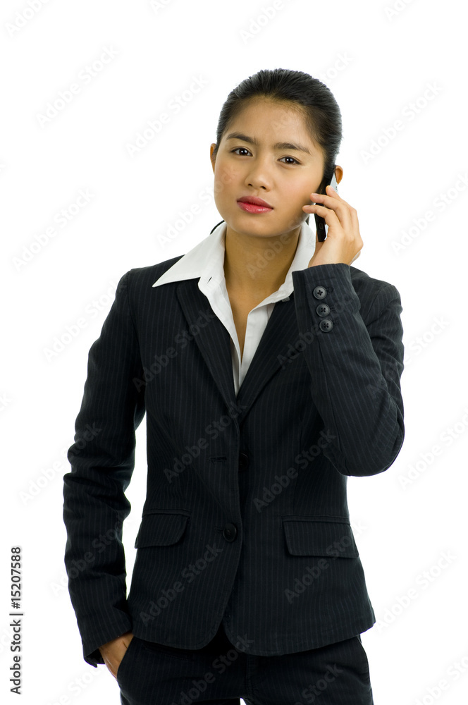 beautiful business woman on the phone, isolated on white beautiful business woman on the phone, isolated on white
