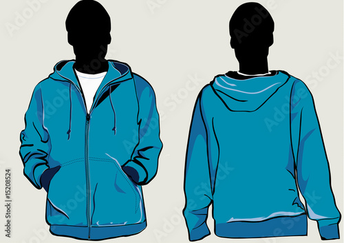 Man in hooded sweatshirt with zipper