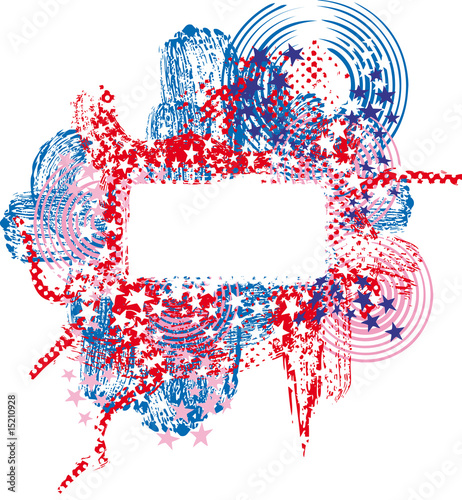 Graphic frame composition with stars and brush strokes