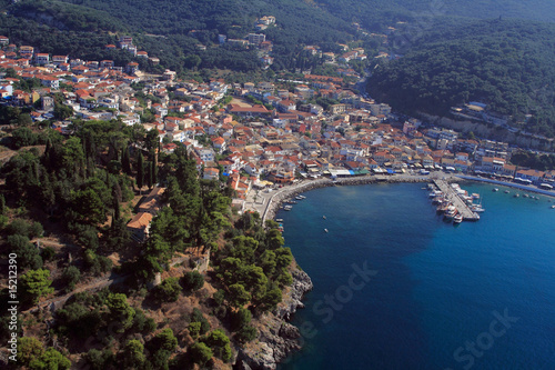 Aerial view on the village of Parga