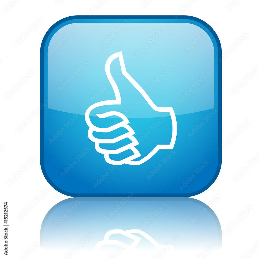 Square button with Thumbs Up symbol (blue) Square button with Thumbs Up symbol (blue)