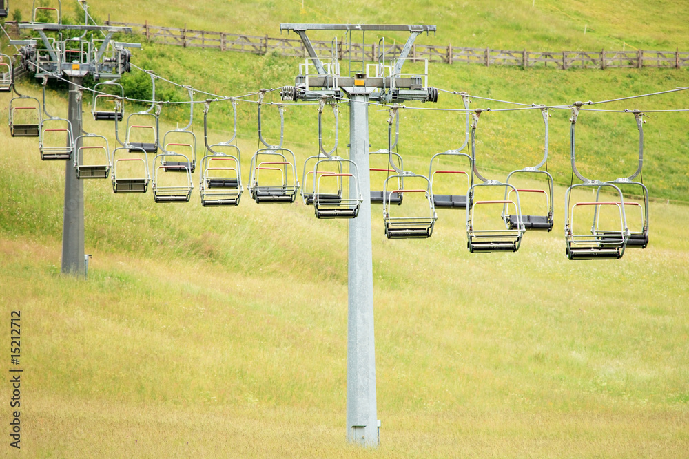 Ski  chairlift in summer