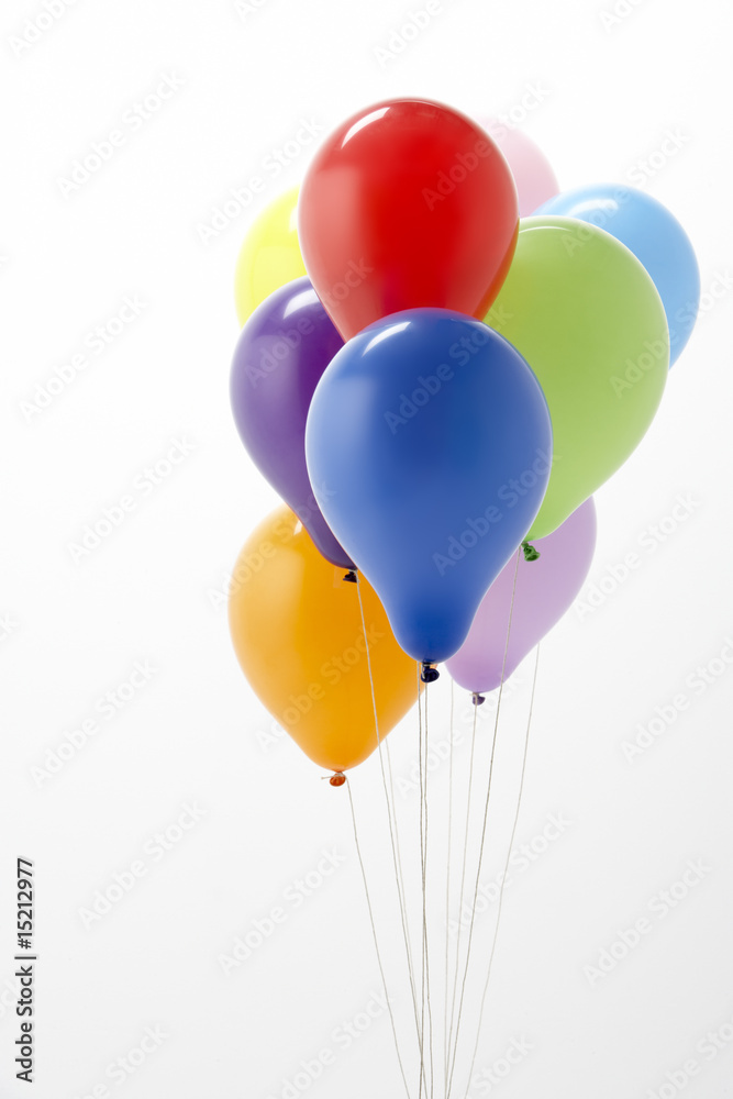 Colorful Party Balloons Against White Background