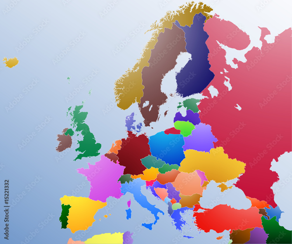 Map Of Europe Color Stock Vector Adobe Stock 1000 F 15221332 Ka1P0gCBFSHbuCCQqseeAimSVccR0M0A