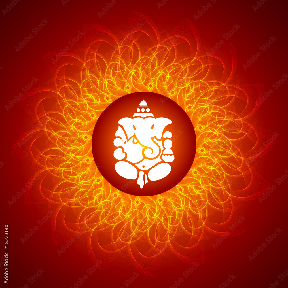 Obraz premium Lord Ganesha On Mandala Background