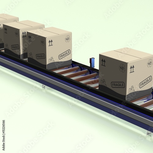 Kartons auf Förderstrecke - Logistik