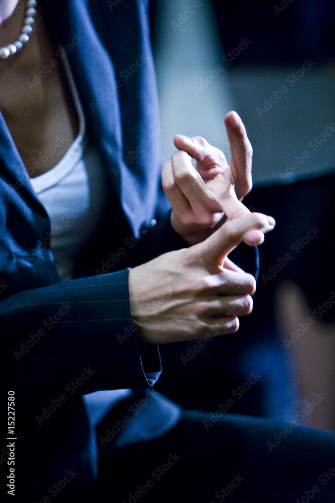 Close-up of gesturing hands of businesswoman