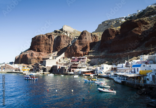amoudi port below oia caldera in santorini greek islands