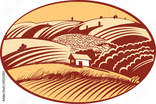 Rural landscape with the Forest house
