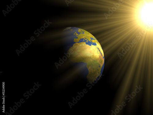 Earth with sun photo