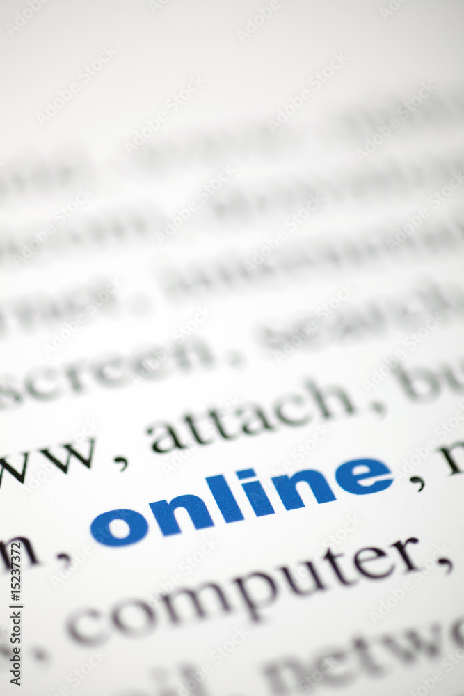 Fototapeta premium mot online en ligne texte flou mot bleu