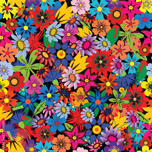 Seamless colorful floral background. Repeat many times