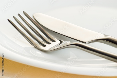 fork and knife on plate