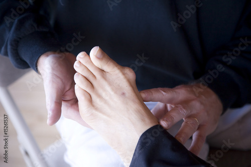 podiatrist examines a bunion