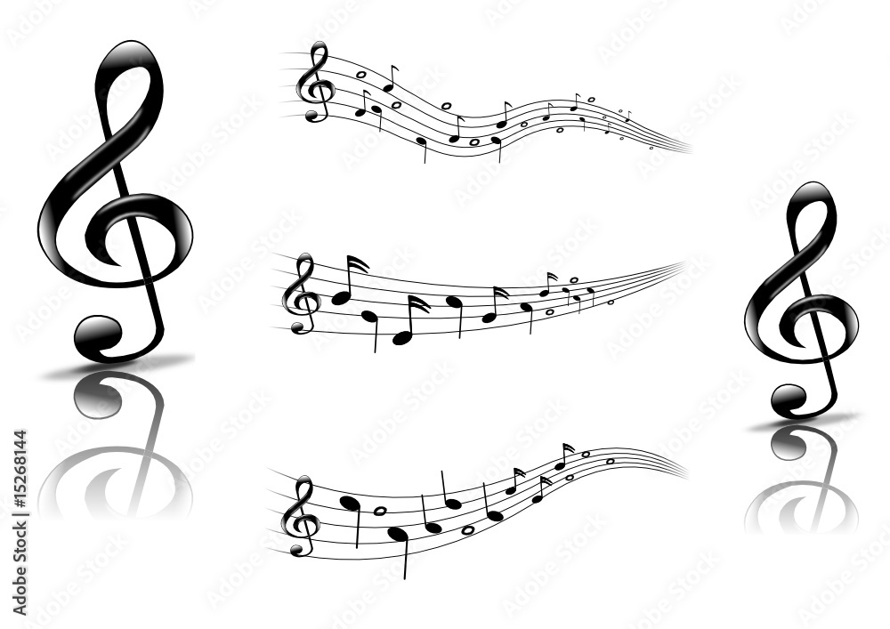 Notenschlüssel mit Noten Stock-Vektorgrafik | Adobe Stock