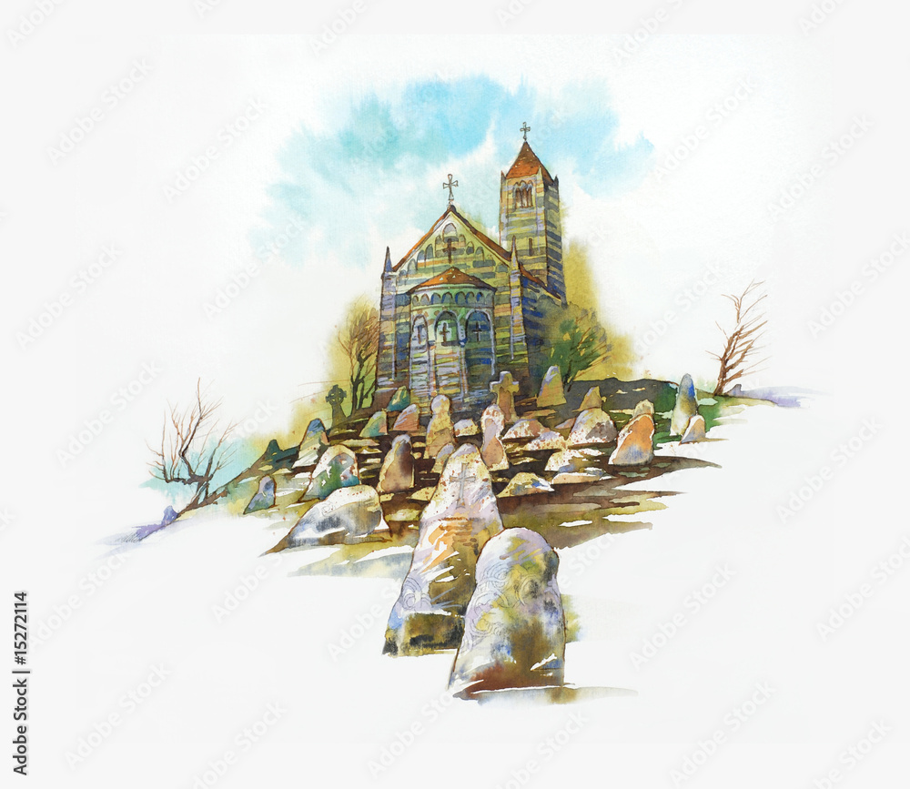 Fototapeta premium Chiesa con cimitero