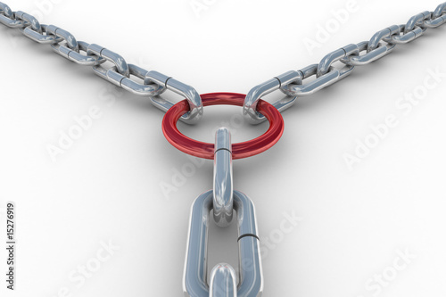 Chain fastened by a red rin...