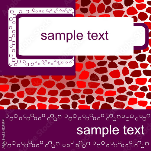 Violet circular background with sample text