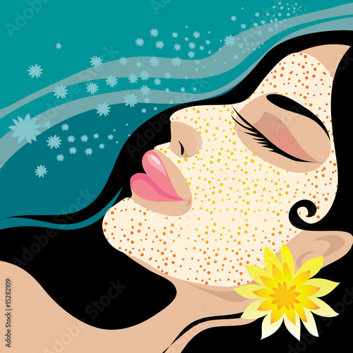 Closeup young beautiful girl relaxing in the SPA resort
